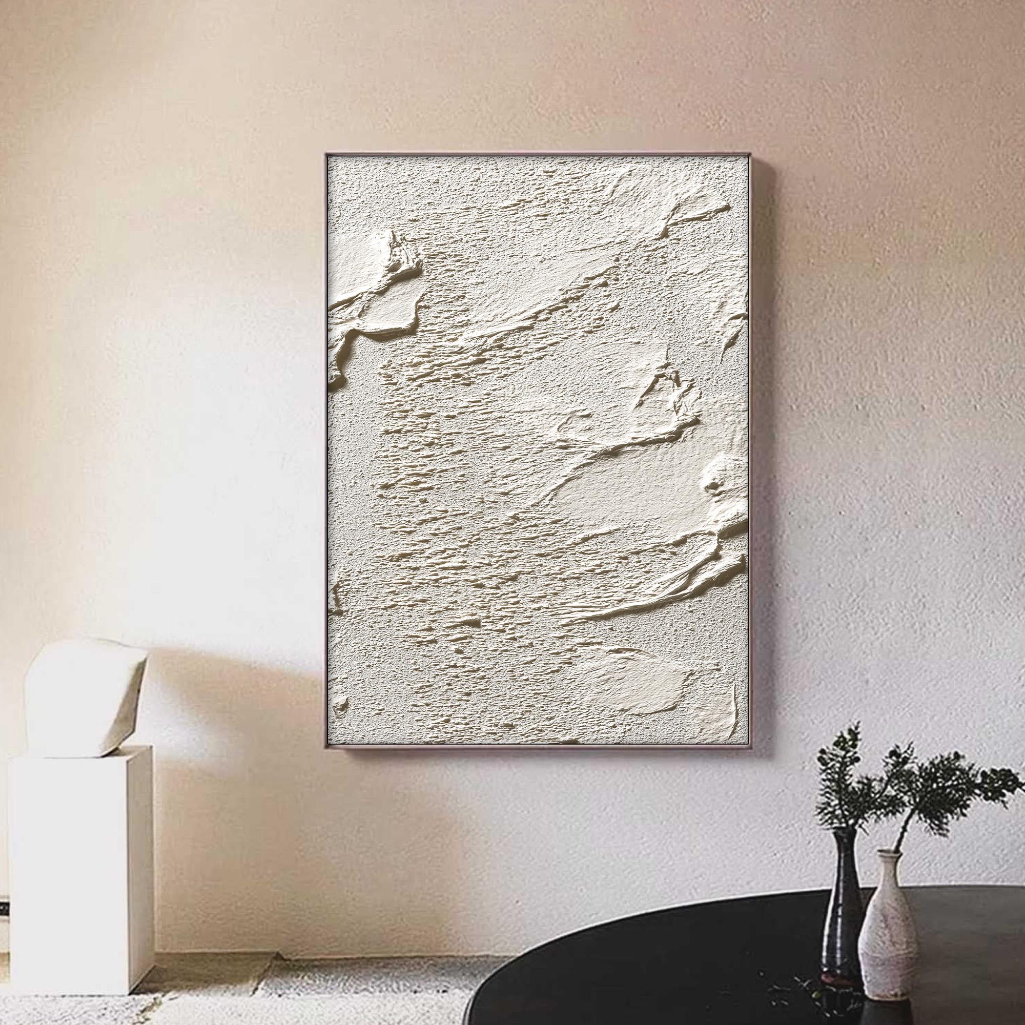 White Minimalist Textured Oil Painting
